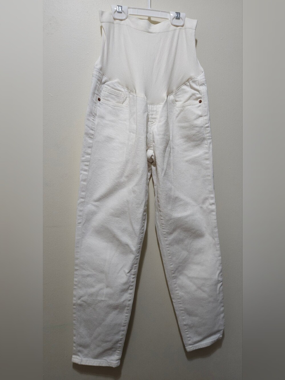 Old Navy Full Panel Maternity Jeans Off White Cream Stretch